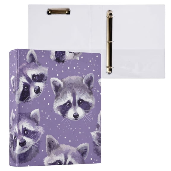 1PCS PVC Hard D-Ring 3 Hole Folder Multifunctional Writing Board File Binder Beautiful Cute Raccoon