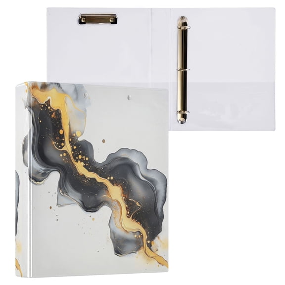 1PCS PVC Hard D-Ring 3 Hole Folder Multifunctional Writing Board File Binder Beautiful Marble Pattern