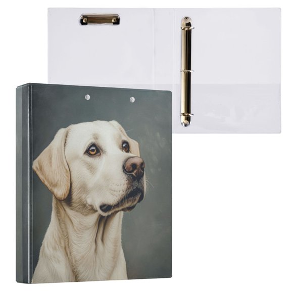 1PCS PVC Hard D-Ring 3 Hole Folder Multifunctional Writing Board File Binder Beautiful White Dog