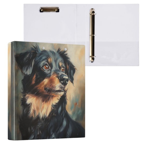 1PCS PVC Hard D-Ring 3 Hole Folder Multifunctional Writing Board File Binder Black Pretty Dog