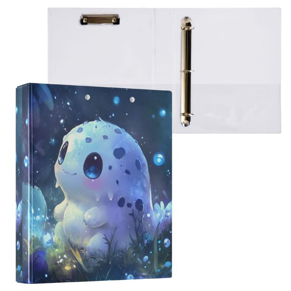 1PCS PVC Hard D-Ring 3 Hole Folder Multifunctional Writing Board File Binder Blue Cartoon Monster