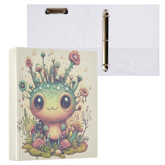 1PCS PVC Hard D-Ring 3 Hole Folder Multifunctional Writing Board File Binder Cartoon Beautiful Monster
