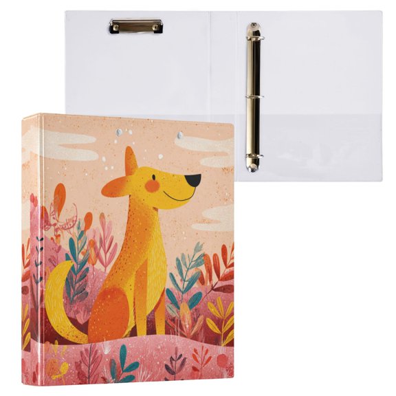 1PCS PVC Hard D-Ring 3 Hole Folder Multifunctional Writing Board File Binder Cartoon Dog Pattern
