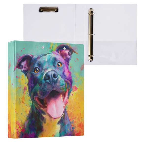 1PCS PVC Hard D-Ring 3 Hole Folder Multifunctional Writing Board File Binder Colored Dog