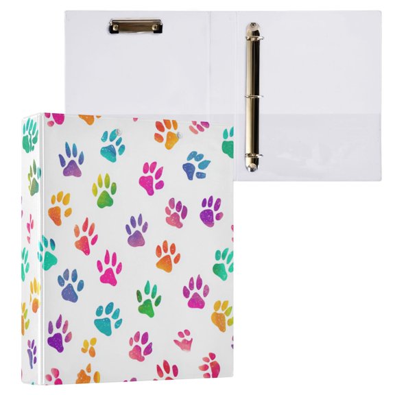 1PCS PVC Hard D-Ring 3 Hole Folder Multifunctional Writing Board File Binder Colorful Dog Paws