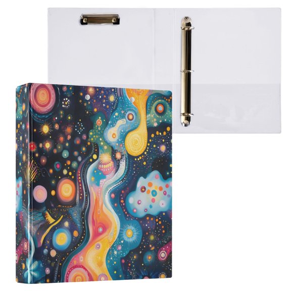 1PCS PVC Hard D-Ring 3 Hole Folder Multifunctional Writing Board File Binder Colorful Galaxies and Planets