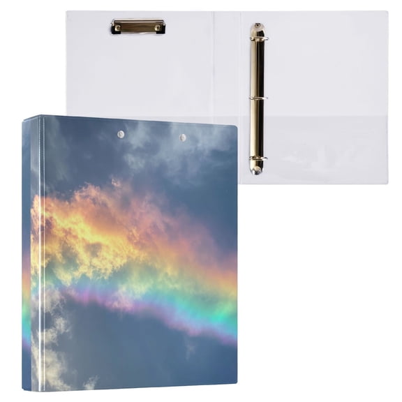 1PCS PVC Hard D-Ring 3 Hole Folder Multifunctional Writing Board File Binder Colorful Rainbow