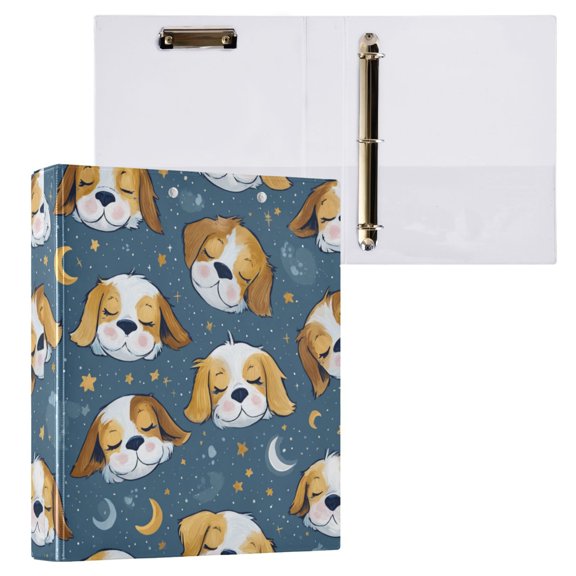 1PCS PVC Hard D-Ring 3 Hole Folder Multifunctional Writing Board File Binder Cute Dog Face