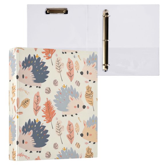 1PCS PVC Hard D-Ring 3 Hole Folder Multifunctional Writing Board File Binder Cute Hedgehog