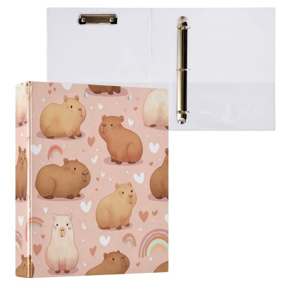 1PCS PVC Hard D-Ring 3 Hole Folder Multifunctional Writing Board File Binder Digital Illustration Pink Swans