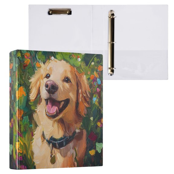 1PCS PVC Hard D-Ring 3 Hole Folder Multifunctional Writing Board File Binder Garden Smiling Dog