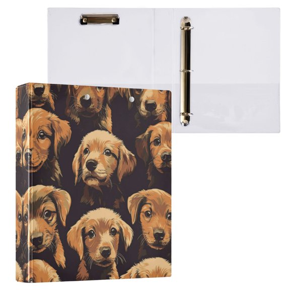 1PCS PVC Hard D-Ring 3 Hole Folder Multifunctional Writing Board File Binder Golden Dog