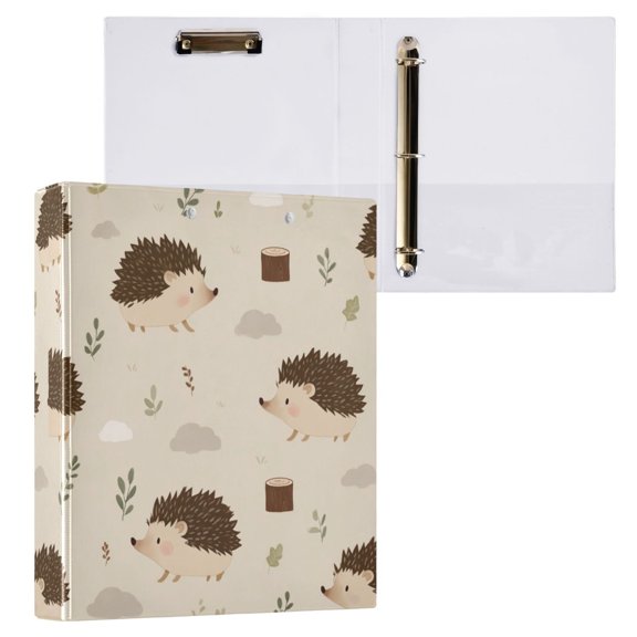 1PCS PVC Hard D-Ring 3 Hole Folder Multifunctional Writing Board File Binder Hedgehog Pattern