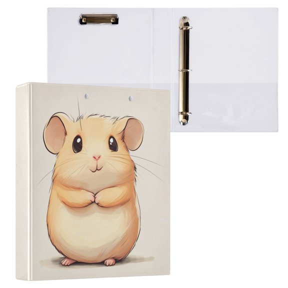 1PCS PVC Hard D-Ring 3 Hole Folder Multifunctional Writing Board File Binder Little Yellow Hamster