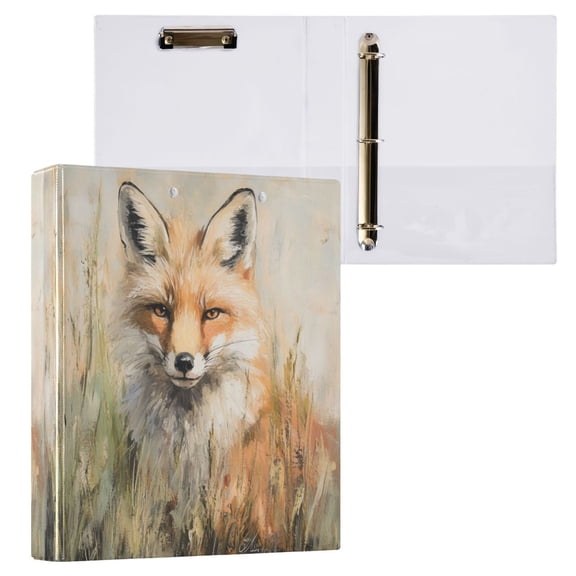 1PCS PVC Hard D-Ring 3 Hole Folder Multifunctional Writing Board File Binder Lone Orange Fox