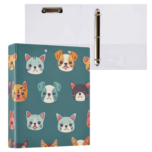 1PCS PVC Hard D-Ring 3 Hole Folder Multifunctional Writing Board File Binder Multicolour Dog
