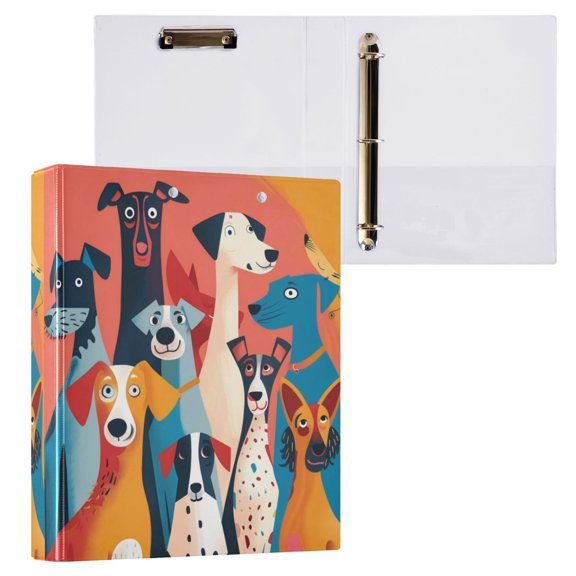1PCS PVC Hard D-Ring 3 Hole Folder Multifunctional Writing Board File Binder Painted Dog