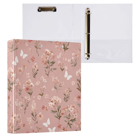 1PCS PVC Hard D-Ring 3 Hole Folder Multifunctional Writing Board File Binder Pink Butterfly Pattern