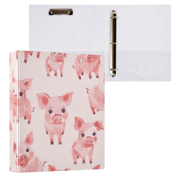 1PCS PVC Hard D-Ring 3 Hole Folder Multifunctional Writing Board File Binder Pink Pig