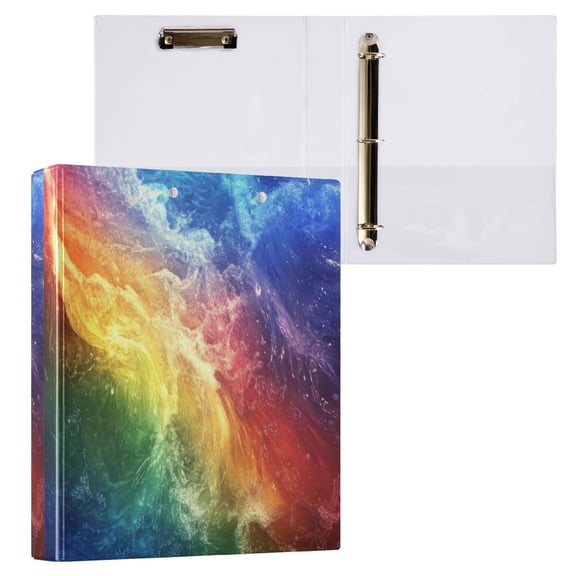1PCS PVC Hard D-Ring 3 Hole Folder Multifunctional Writing Board File Binder Super Beautiful Rainbow