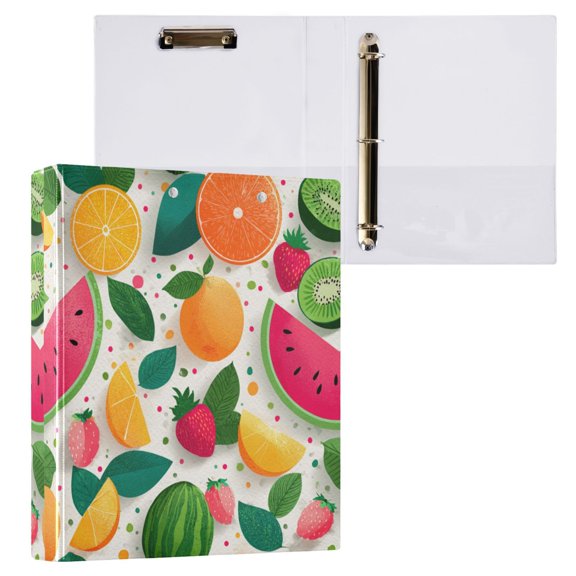1PCS PVC Hard D-Ring 3 Hole Folder Multifunctional Writing Board File Binder Watermelon Orange