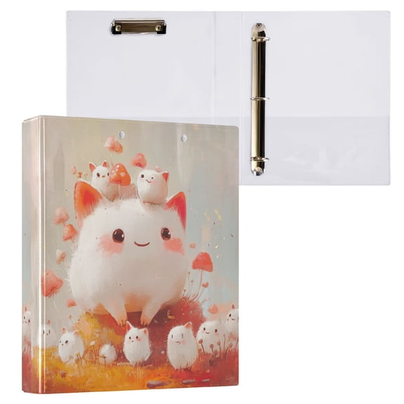 1PCS PVC Hard D-Ring 3 Hole Folder Multifunctional Writing Board File Binder White Cartoon Monster