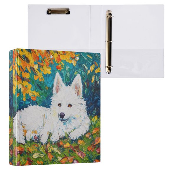 1PCS PVC Hard D-Ring 3 Hole Folder Multifunctional Writing Board File Binder White Dog