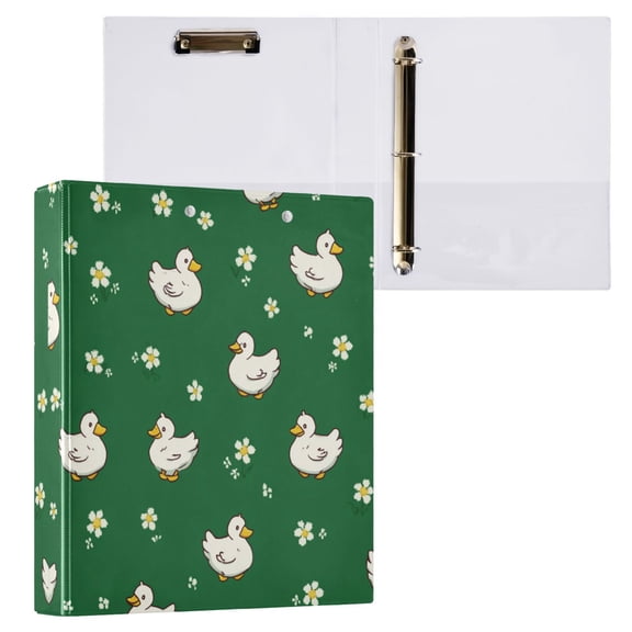 1PCS PVC Hard D-Ring 3 Hole Folder Multifunctional Writing Board File Binder White Duck Green Fabric