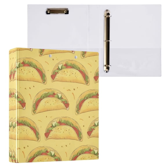 1PCS PVC Hard D-Ring 3 Hole Folder Multifunctional Writing Board File Binder Yellow Taco