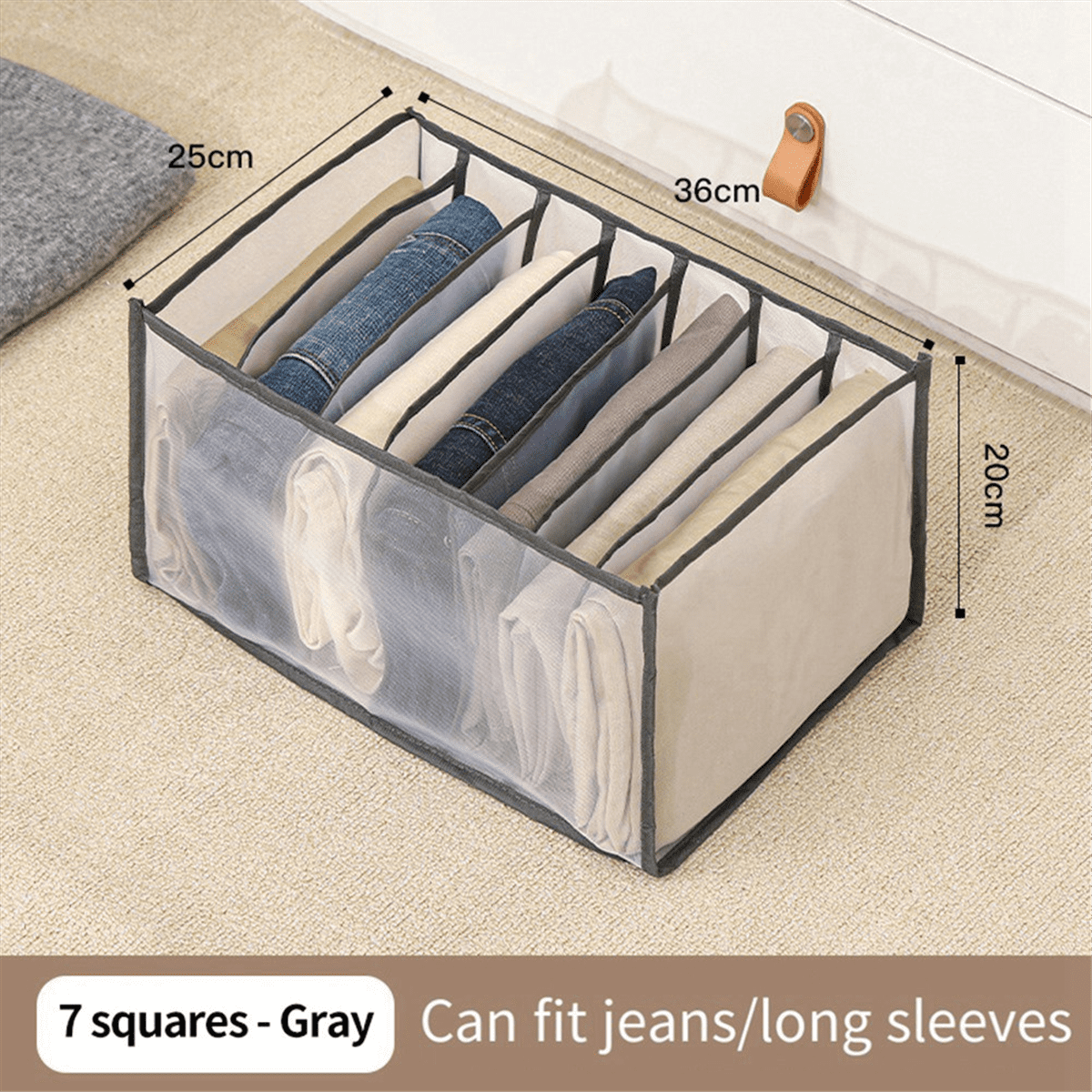 1PCS Pants Clothing Storage Box, 7 Grids Washable Foldable Drawer