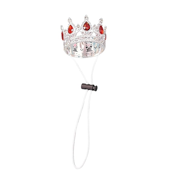 1PCS Pet Rhinestone Head Accessory, White Rhinestone DogCrown with Adjustable Strap Party Accessories GoldenCrowns for Small Dog Cats Weddings Birthday Photos Prop