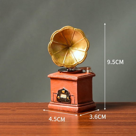 1PCS Phonograph Decoration, Vintage Style Resin Phonogragh Model Home Ornament