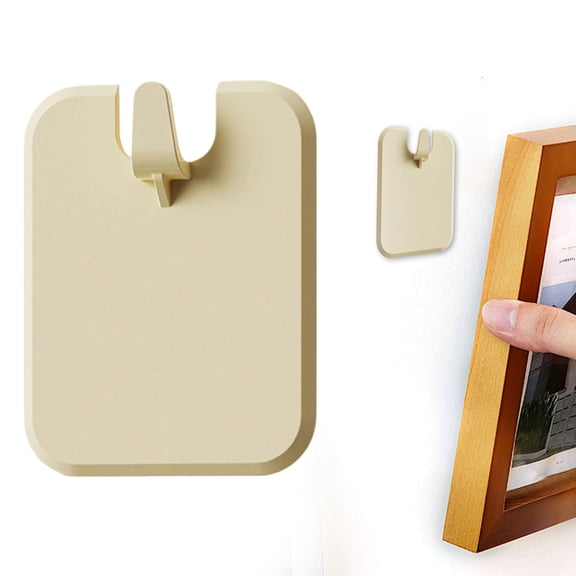 1PCS Picture Hanging Hooks, Picture Hangers, Sawtooth Adhesive Picture Wall Hangers without Nails, Damage Free Hanging Picture Frame Hangers, No Tools Wall Hooks for Hanging,Beige
