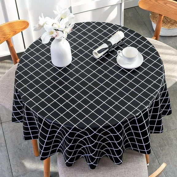1PCS Polyester 60-Inch Grid pattern Round Tablecloth - for Wedding and Banquet, Hotel or Home Fine Dining use, Lilac