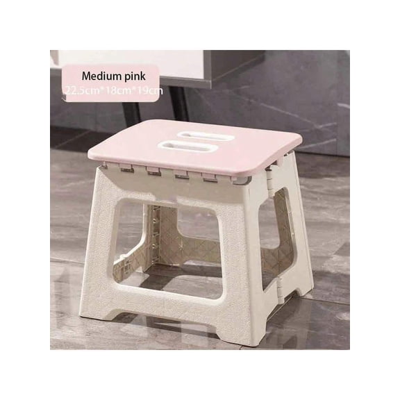 1PCS Portable Pink Plastic Folding Stool, 7.1-Inch Multifunctional Footstool For Home, Camping, Outdoor Use