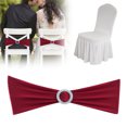 thumbnail image 1 of 1PCS Wedding Chair Sashes Bows with Elastic Band and Shiny Buckle, Decorative Stretch Chair Covers for Banquet Party Reception Ceremony Decor, No- Polyester Chair Ribbon Ties, 1 of 5