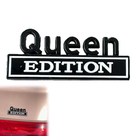 1PCS Queen Edition 3D Emblem Sticker, 2026 New Queen Edition Emblem, Old Man Edition Car Emblem, Funny Edition License Plate Frame, Easy Stick, for Car Truck SUV