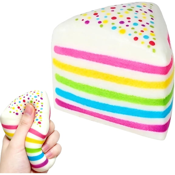 1PCS Rainbow Cake Squishy Ball,Jumbo Slow Rising Fidget Squeeze,Relief Squishies Stress,Squeeze Ball Sensory for Anxiety Stress