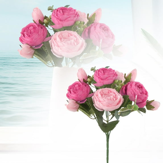 1PCS Realistic Flower Bouquet - Lifesize Floral Arrangements with Long Stems - Artificial Peonies & Hydrangeas for Wedding, Living Room & Table Decor