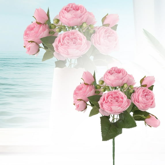 1PCS Realistic Flower Bouquet - Lifesize Floral Arrangements with Long Stems - Artificial Peonies & Hydrangeas for Wedding, Living Room & Table Decor