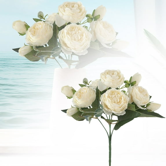 1PCS Realistic Flower Bouquet - Lifesize Floral Arrangements with Long Stems - Artificial Peonies & Hydrangeas for Wedding, Living Room & Table Decor