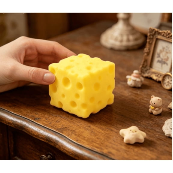 Rebounding Sensory,Cheese Squeeze Toy,Soft Novelty Toy, Rebounding Sensory,Help for Relax,Focus, Sensory Cheese for & Adults, Food Theme Cheese Cubes Squishy Toys, Cheese Stress Balls