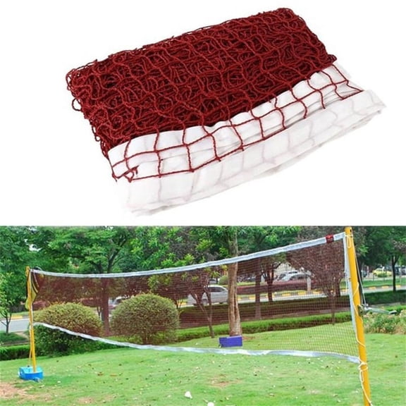 1PCS Red Braided Badminton Net Outdoor Tennis Net Mesh Foldable Training BadmintonNets Outdoor Replacement Badminton Net Sport Training Netsfor Backyard Outdoor Sport Playing Tennis 31x240inch
