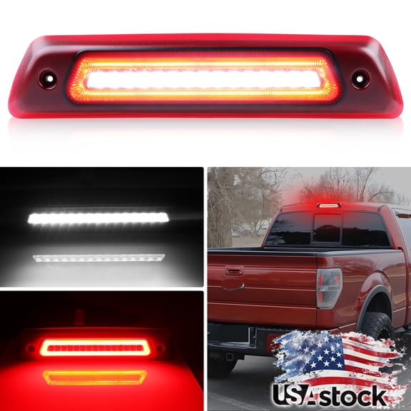 1PCS Red Lens Rear Light 3rd Third Brake Light Tail Light Reverse Light Backup Light High Mount Cargo Light Stop Light W/Red/White LED For 2009 2010 2011 2012 2013 2014 Ford F-150