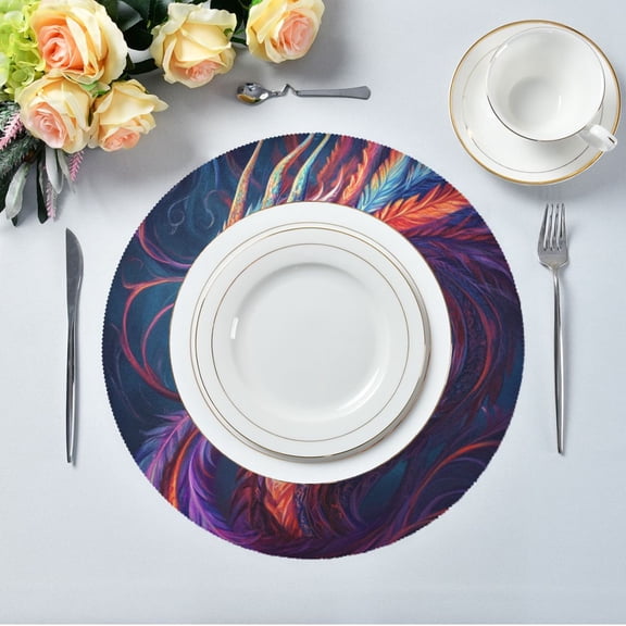 1PCS Round Placemats Heat Resistant Anti Slip Dining Table Place Mats for Kitchen Table Dinner, Party Holiday Event, Table Decor Vibrant Colors Dragon