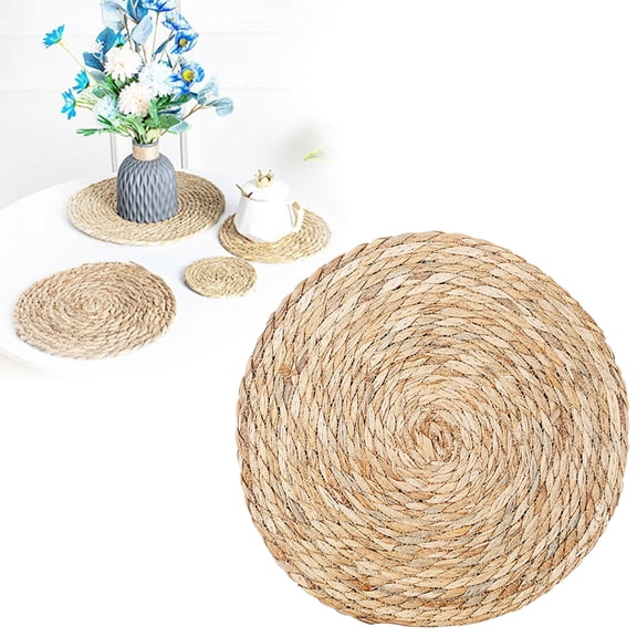 1PCS Round Woven Placemats, Natural Water Hyacinth Wicker Place Mats, Braided Straw Table Mats, Charger Plates for Dining Table (13 Inch)