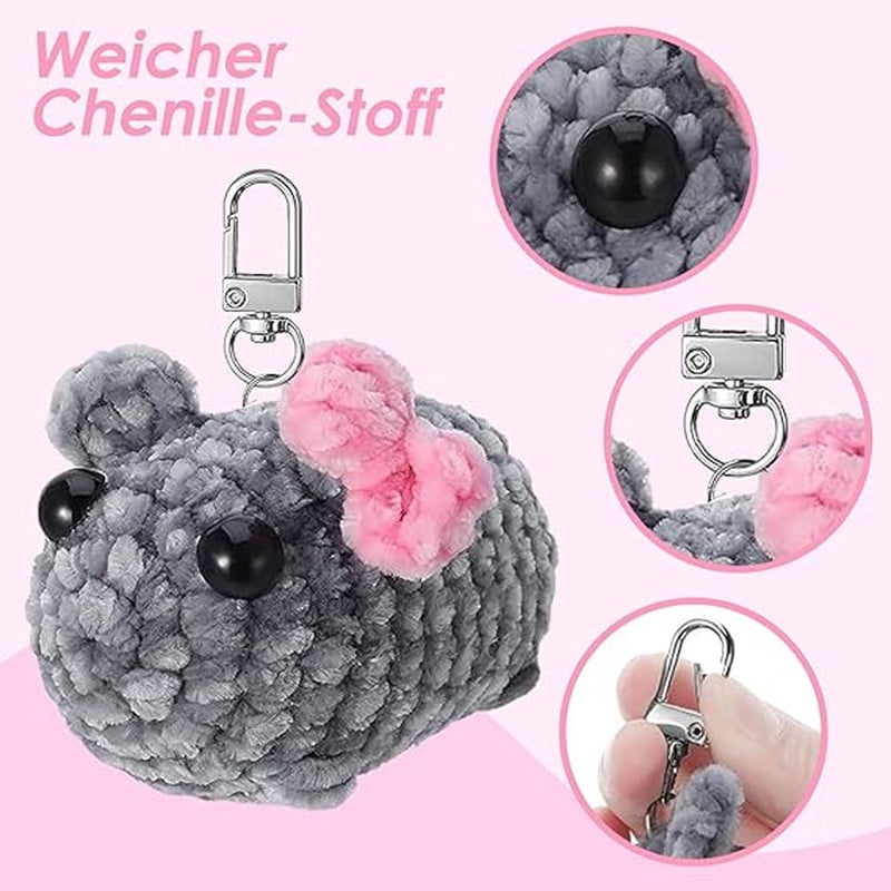 1PCS Sad Hamster, Cute Crochet Hamster Plush Keychain with Sound, Key ...