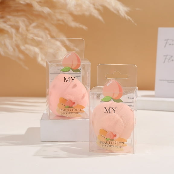 1PCS/Set Peach Beauty Egg Puff Box Set Q-bouncy Knead Not Easy To deform Even Makeup Application Wet & Dry Makeup Egg Sponge (Pink)