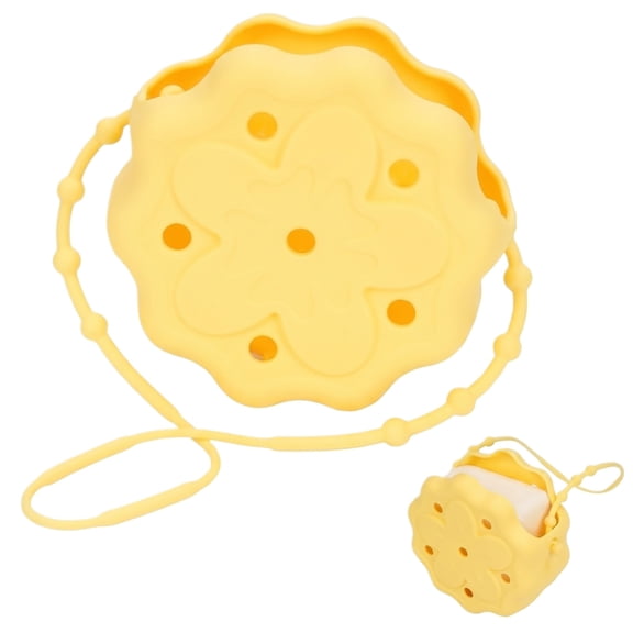 1PCS Shower Steamer Tray, Hangable and Reusable Shower Steamer Holder/Hanger, Bath Bombs Shower Accessory, Aromatherapy Diffuser Containers, Silicone Material(Yellow)