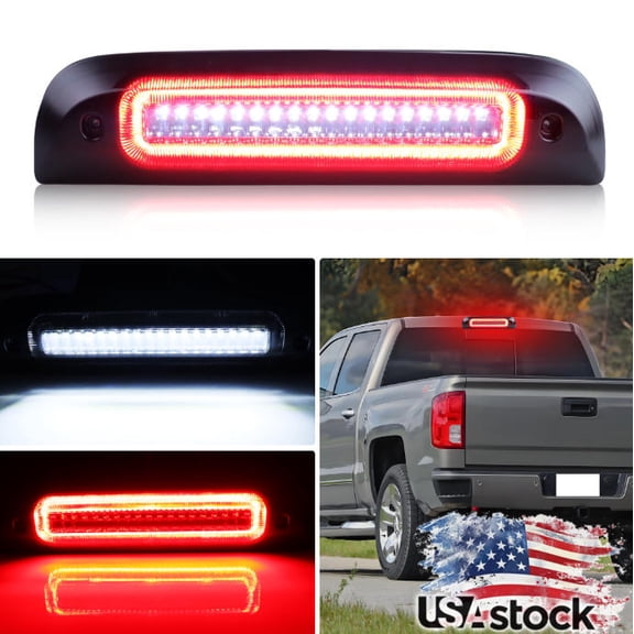 1PCS Smoked Lens Rear Light 3rd Third Brake Light Tail Light Reverse Backup Light Cargo Light W/ Red/White LED For 2014 2015 2016 2017 2018 2019 Chevrolet Silverado GMC Sierra 1500 LD/2500HD/3500HD